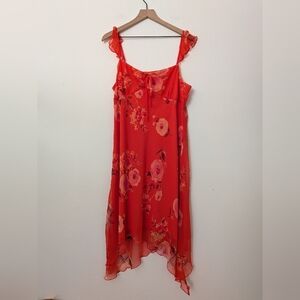 Y2K Floral Orange Babydoll Dress